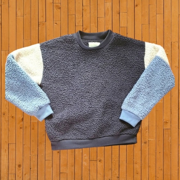 American Eagle Outfitters Tops - 🔖American Eagle ColorBlock Teddy Fleece Crewneck Top